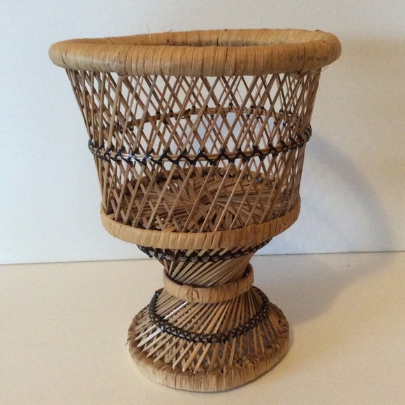 Vintage Boho Retro Wicker Plant Stand 11.5”